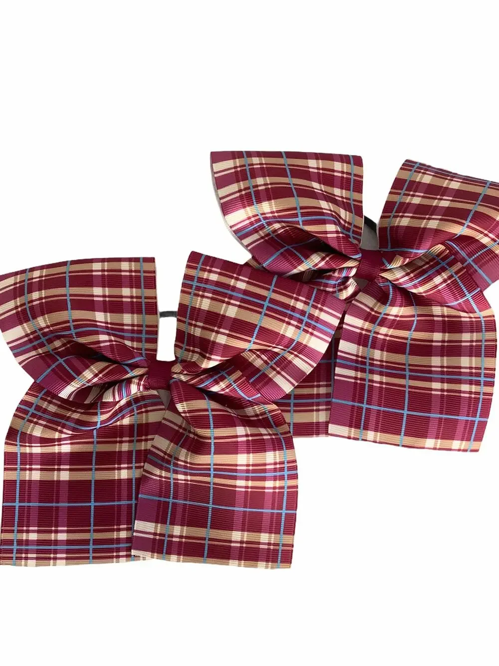 Girl’s Burgundy, beige & blue Plaid Bow Ties NEW